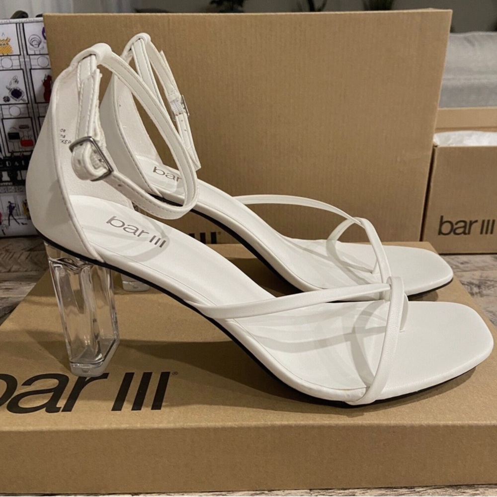Bar iii Blakke clear block heels sandals